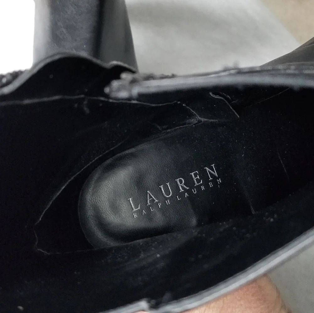 Ralph Lauren Mandy black leather heel booties